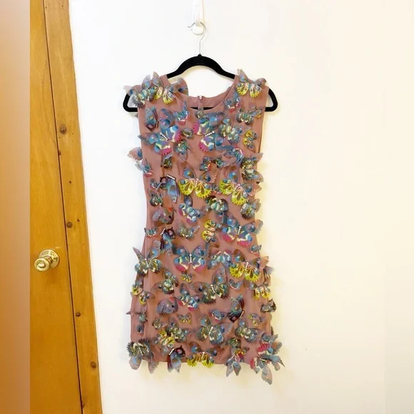 Cynthia Rowley Butterfly Embellished Organza Dress - Picture 6 of 11